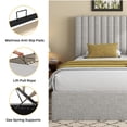 thumbnail image 5 of Frostbloom Queen Size Lift-Up Storage Platform Bed with Vertical-Stripe Velvet Upholstered Headboard, Light Gray, 5 of 11