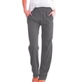 thumbnail image 2 of BILIKEYU Women's Cotton Linen Solid Color Casual Wide Leg Long Pants, Womens Pants Trendy, Casual Pants for Women, Jogging Pants for Women, 2 of 5