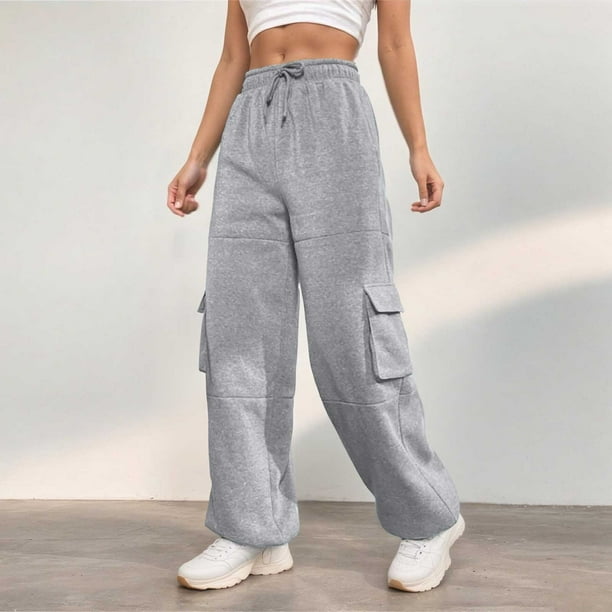WILLBEST Pantalones Casuales para Mujer, de Cintura Alta, Lisos, con Cordones, para el Trabajo, con Bolsillo y Pierna Recta, para Uso Diario y Diario. Chica