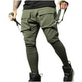 thumbnail image 1 of Pantalones largos para hombre, de color liso, con bolsillo y cordón, informales, juveniles, versátiles, deportivos, de gran tamaño., 1 of 6