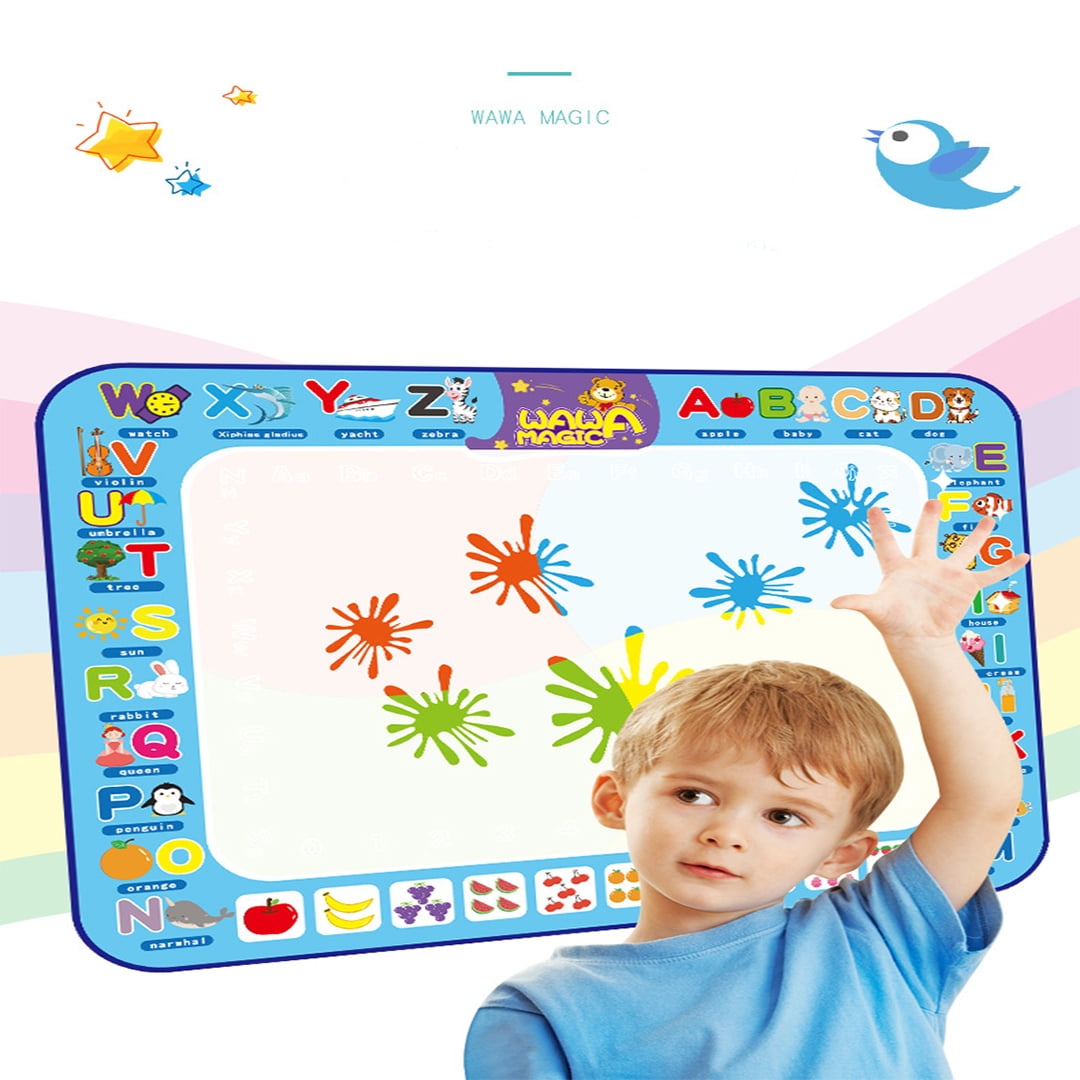 1 Magic Brush Crefotu Magic Doodle Mat Large Educational Water Drawing Mat for Kids Toy Toddler Painting Board with 2 Magic Pens and Drawing Accessories for Boys Girls Size 10070cm 