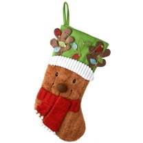 National Tree Company Christmas Stocking, Brown, Green,Reindeer, Be Merry Collection, Red Scarf, 20 Inch