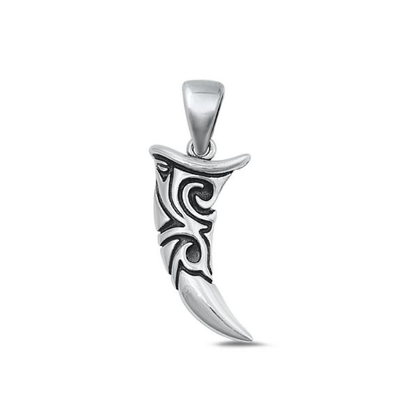 Sterling Silver Oxidized Hawaiian Tribal Tooth Charm Pendant .925 New Jewelry Female Unisex