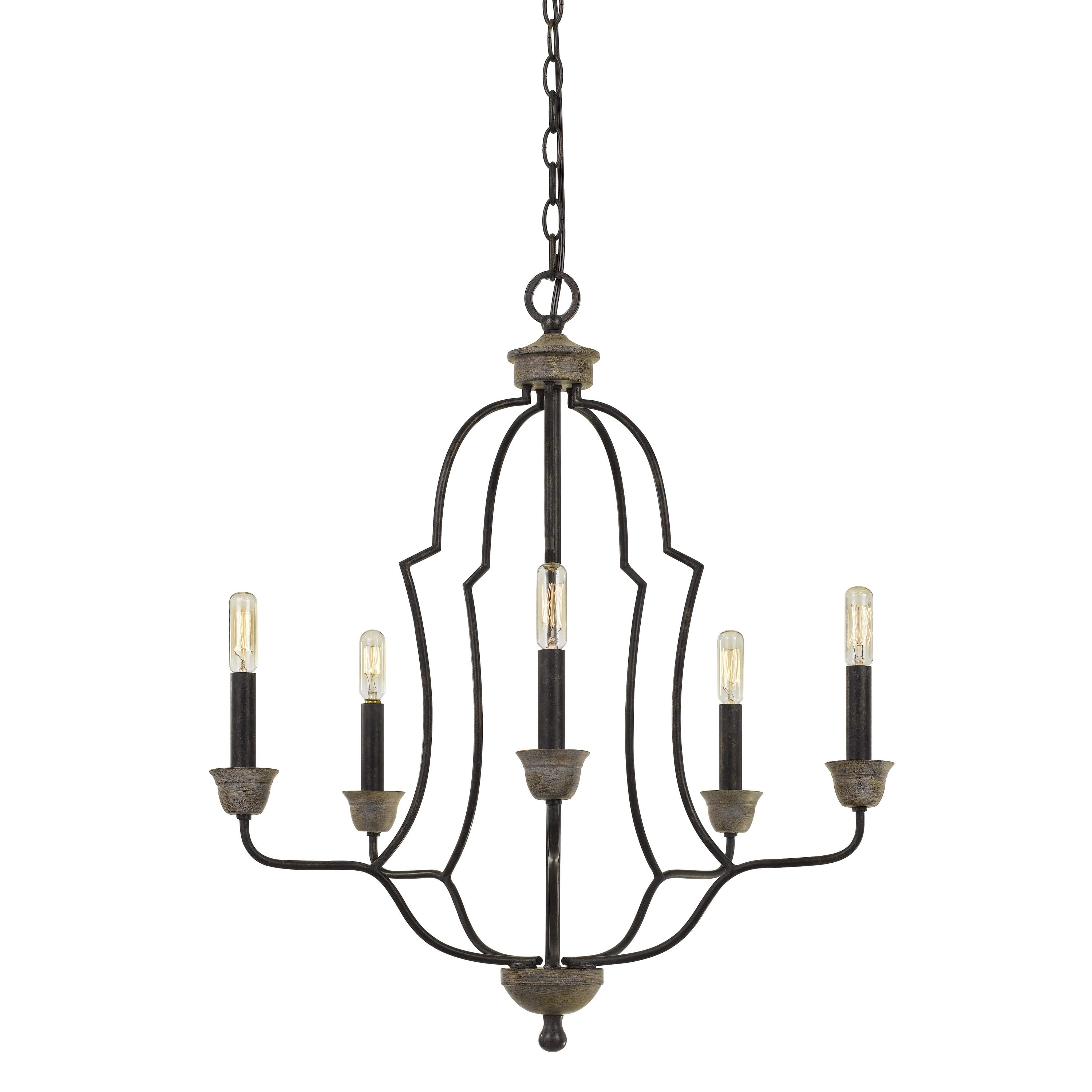 Sculpted Metal Frame Chandelier with Candelabra Base Sockets, Black