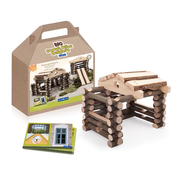 Guidecraft Guidecraft Big Branch Block Builders - 125 Piece Set with 10 Double-sided Inspiration Cards: Kids Educational Preschool Learning Toys