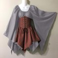 thumbnail image 1 of FcBaudy Robe Mi-Mollet à Manches Longues et Col Rond, Robes d'Été pour Femmes, Costumes pour Femmes, Robes Corset Gothiques à Manches Longues, Robe Mi-Mollet à Manches Longues et Col Rond pour Femmes, 1 of 7