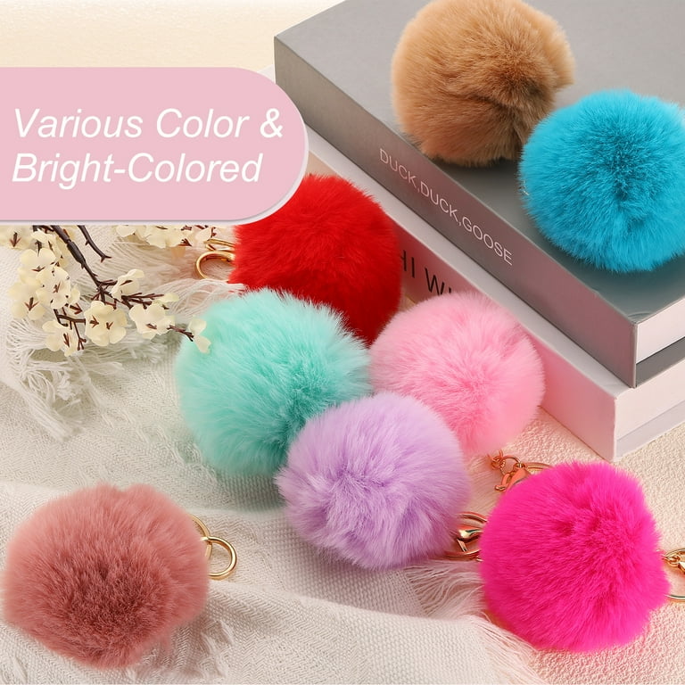 2PCS Reindeer Pom Pom Keychains - Plush Fur Keyrings For Bag Or Car - Christmas Gift Idea 1 thumbnail image