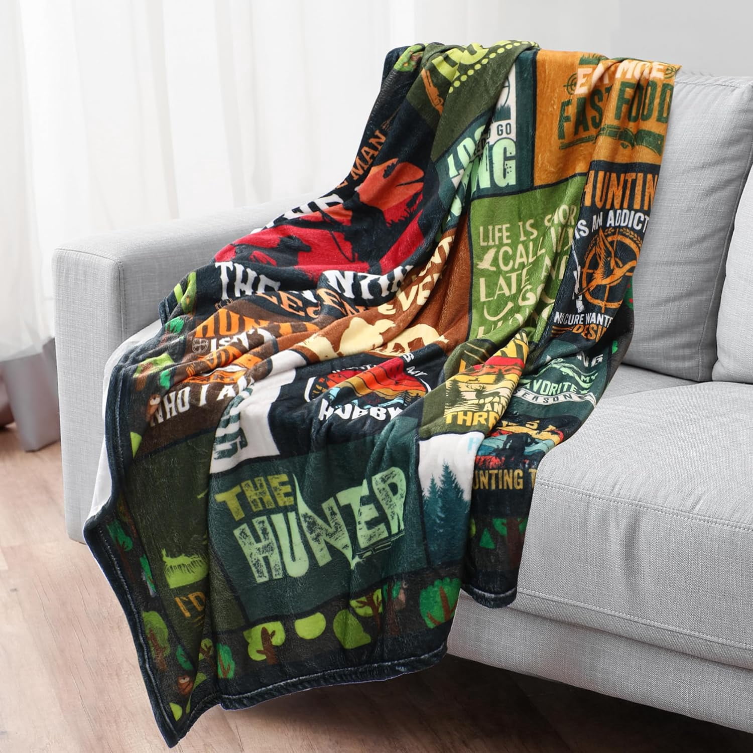 Hunting Gifts Men Hunter Blanket - Hunting Gifts for Men, Unique Gifts for Hunters Dad Boys, Throw Gift for Deer Hunting Lover, Funny Mens Hunting Blankets Gift 50"x60"