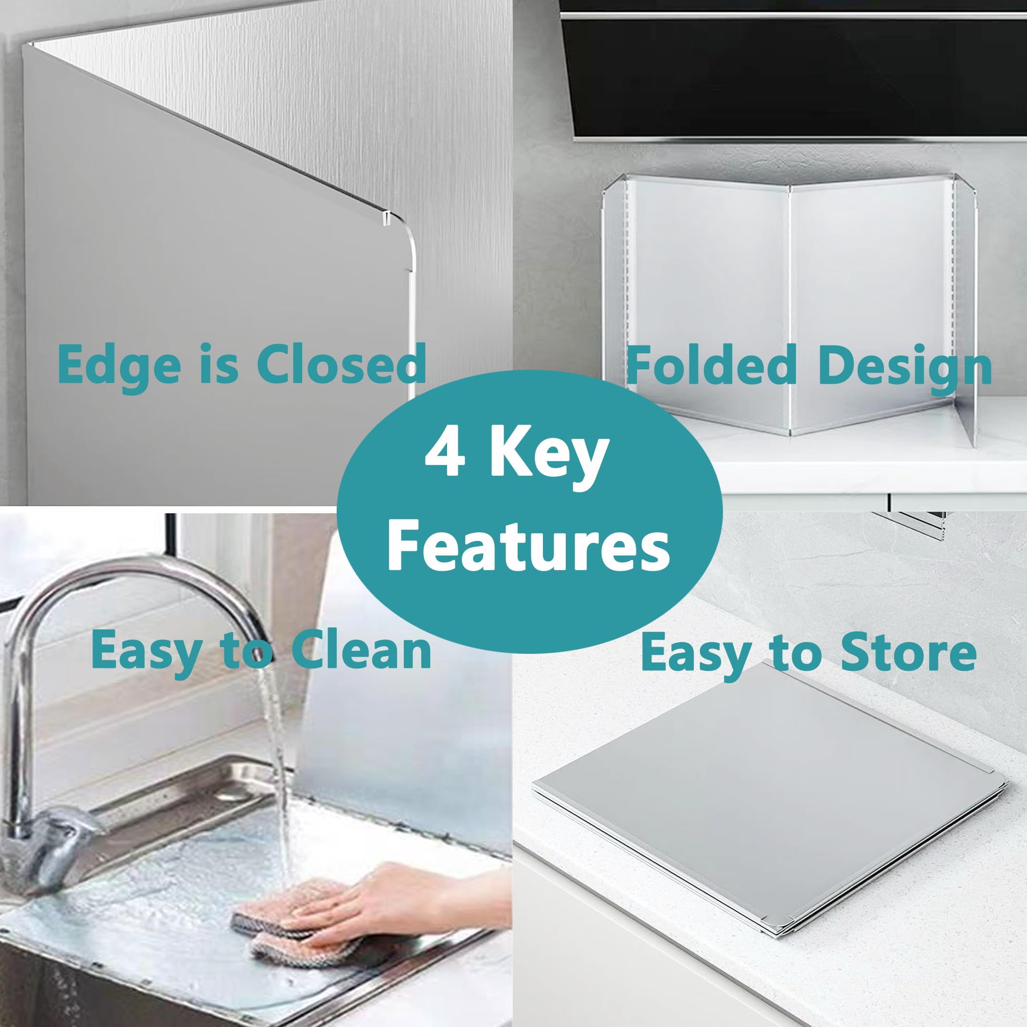 Grease Stove Splash Guard For Cooking | 2 Sided Kitchen Splatter Backsplash Protector Wall  Foldable Stainless Steel 15.7" X Per Piece 2 In Package