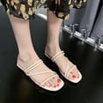 thumbnail image 2 of Fiaer Women's Strappy Gladiator Sandals Criss Cross Strap Flat Sandals Open Toe Casual Fashion Slippers Beige 6, 2 of 4