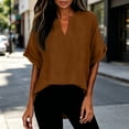 thumbnail image 6 of T Shirts for Women V Neck Short Sleeve Loose Blouses Casual Solid Color Summer Tunic Tops, L, 6 of 7