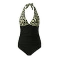 thumbnail image 5 of MKLEKYY Trajes De Baño Mujer 2023 Women'S Swimsuit V Neck Fitting Solid Leopard Printed Swimsuit, 5 of 5