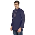 thumbnail image 2 of Kurta Courte en Coton pour Hommes Robe Mode Indienne Vêtements (Bleu Marine, G), 2 of 5