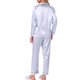 thumbnail image 3 of Pijamas de satén para mujeres INSPIRE CHIC, ropa de dormir, blusas de manga larga con pantalones, conjuntos de lounge con botones y estampado floral, azul a rayas, 3 of 5