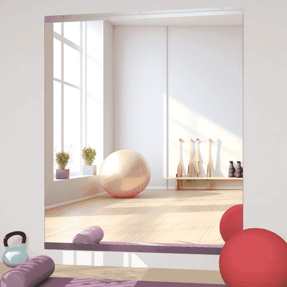 CONGUILIAO Home Gym Mirror, 57"x24"(each)-2PCS Full Body Mirror for Yoga, Workout Mirror Full Length for Fitness, Dance Studio, Garage Tempered Glass Frameless Mirror, Large Wall Workout Mirror