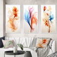 thumbnail image 1 of Designart "Modern Floral Watercolor in Orange Hues" Abstract Liquid Ink Framed Wall Art Set Of 3 - Orange Modern Frame Canvas Set For Living Room Decor, 1 of 6