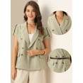 thumbnail image 2 of DARING DIVA Women's Short Sleeve Double Breasted Blazer Jacket XS Light Brown, 2 of 6