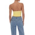 thumbnail image 3 of Women's Slim Tube Tops Solid Color Bandeau Mini Rosette Crop Tops Ruched Blouse Tighten Waist Vest Summer Clothes for Summer, 3 of 6