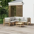 thumbnail image 1 of vidaXL 6 Piece Garden Lounge Set with Light Grey Cushions Bamboo, 1 of 5