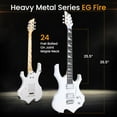 thumbnail image 2 of Pyle Heavy Metal EG Fire Electric Guitar Axe w/ Amplifier Kit, Full Size Instrument w/ Practice Amp & Accessories, White Matte, 2 of 4