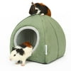 YOGURTCK Guinea Pig Bed, Hedgehog House, Hamster Warm Nest Hideout, Squirrel Small Animals Cage Cave Supplies - Green