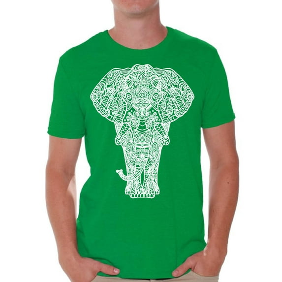 Awkward Styles Elephant T Shirt for Men Patterned Shirts for Men Men's Fashion Collection Tracery Tshirt for Dad Indian Pattern T-Shirt for Men Gifts for Husband Elephant Shirts Animal T-Shirt