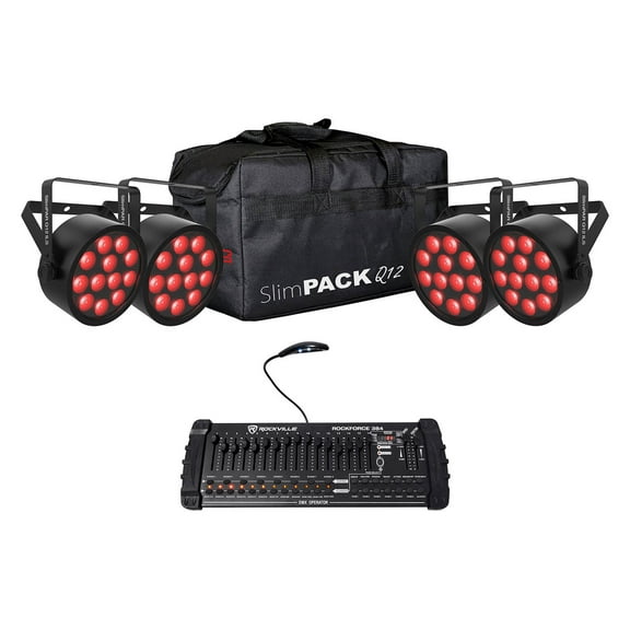 Chauvet DJ SlimPACK Q12 ILS (4) SlimPAR Q12 ILS Lights Cables Bag DMX Controller