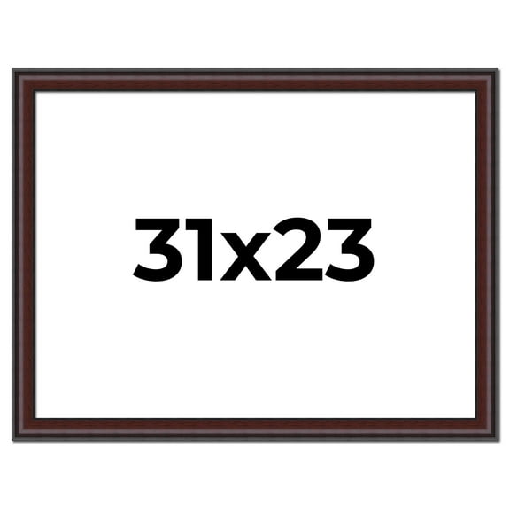 31x23 Frame Brown Round Mahogany Solid Wood Picture Frame | 1.625 Inch Moulding Width | with UV