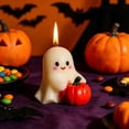 thumbnail image 6 of Holloyiver Halloween Ghost Pumpkin Candles, Cute Ghost Shape White Orange Burning Candles Soy Wax for Halloween Home Table Party Decorations, 6 of 8