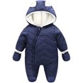 thumbnail image 1 of Traje de nieve con capucha para bebé, niño y niña, mono con cremallera y relleno, chaqueta acolchada infantil con guantes de 3 a 24 meses Adepaton CJWUS-5880, 1 of 7