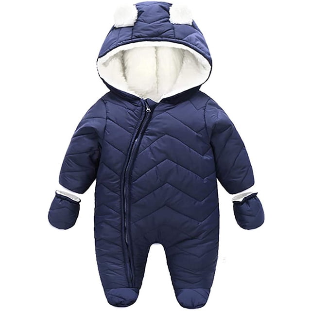 Traje de nieve con capucha para bebé, niño y niña, mono con cremallera y relleno, chaqueta acolchada infantil con guantes de 3 a 24 meses Adepaton CJWUS-5880