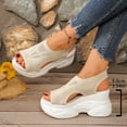 thumbnail image 3 of Platform Sandals for Women 2026 Breathable Mesh Open Toe Wedge Sneakers Comfortable Arch Support Summer Footwear Beige Size 7, 3 of 8
