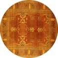 thumbnail image 1 of Ahgly Company Machine Washable Indoor Round Oriental Yellow Industrial Area Rugs, 3' Round, 1 of 4