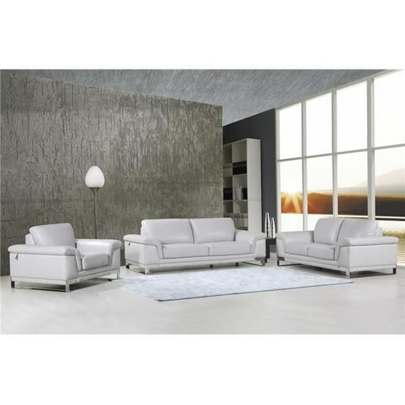 Lovely Leather Sofa Set, Light Gray - 96 in.