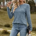 thumbnail image 2 of Enjoytime Long Sleeve Tops for Women Casual Solid Color Knitted Ribbed Crewneck Basic Shirt Fall Winter Women Clothing, 2 of 4