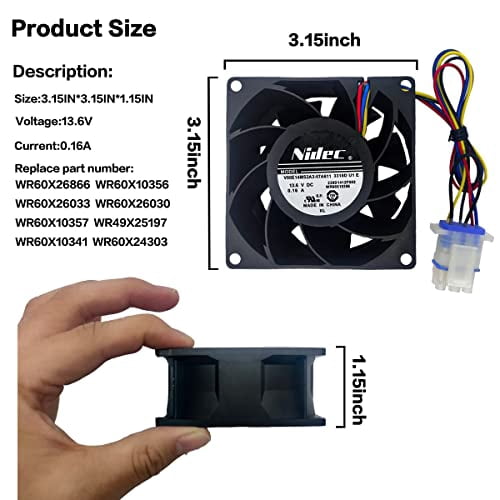 Upgraded WR60X26866 Refrigerator Evaporator Fan Motor(OEM) for GE, ompatible with GE Refrigrator, Replace WR60X26033, WR60X10341, WR60X10356, WR60X10357, WR60X24303, etc - 15 Years Warranty