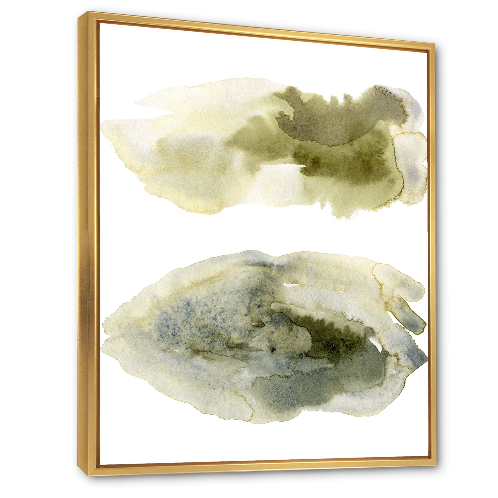 Designart 'Abstract Clouds In Dark Green I' Modern Framed Canvas Wall Art Print