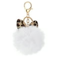 thumbnail image 1 of EeaseCA 1Pc Leopard Printed Ear Keychain Furry Ball Bag Pendant Gift Key Ring (White), 1 of 7