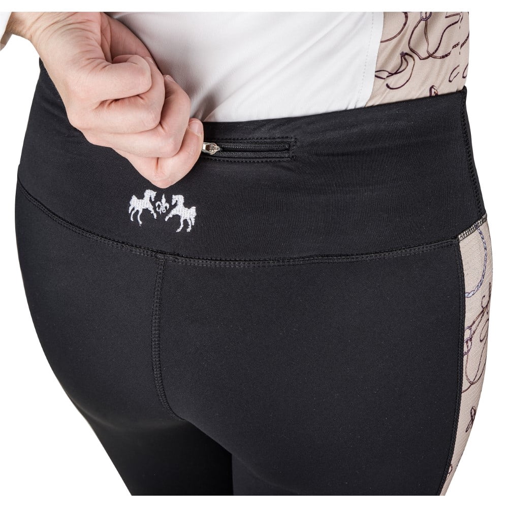 Equine Couture Ladies Equestrian Gear Tights- Black- X-Small
