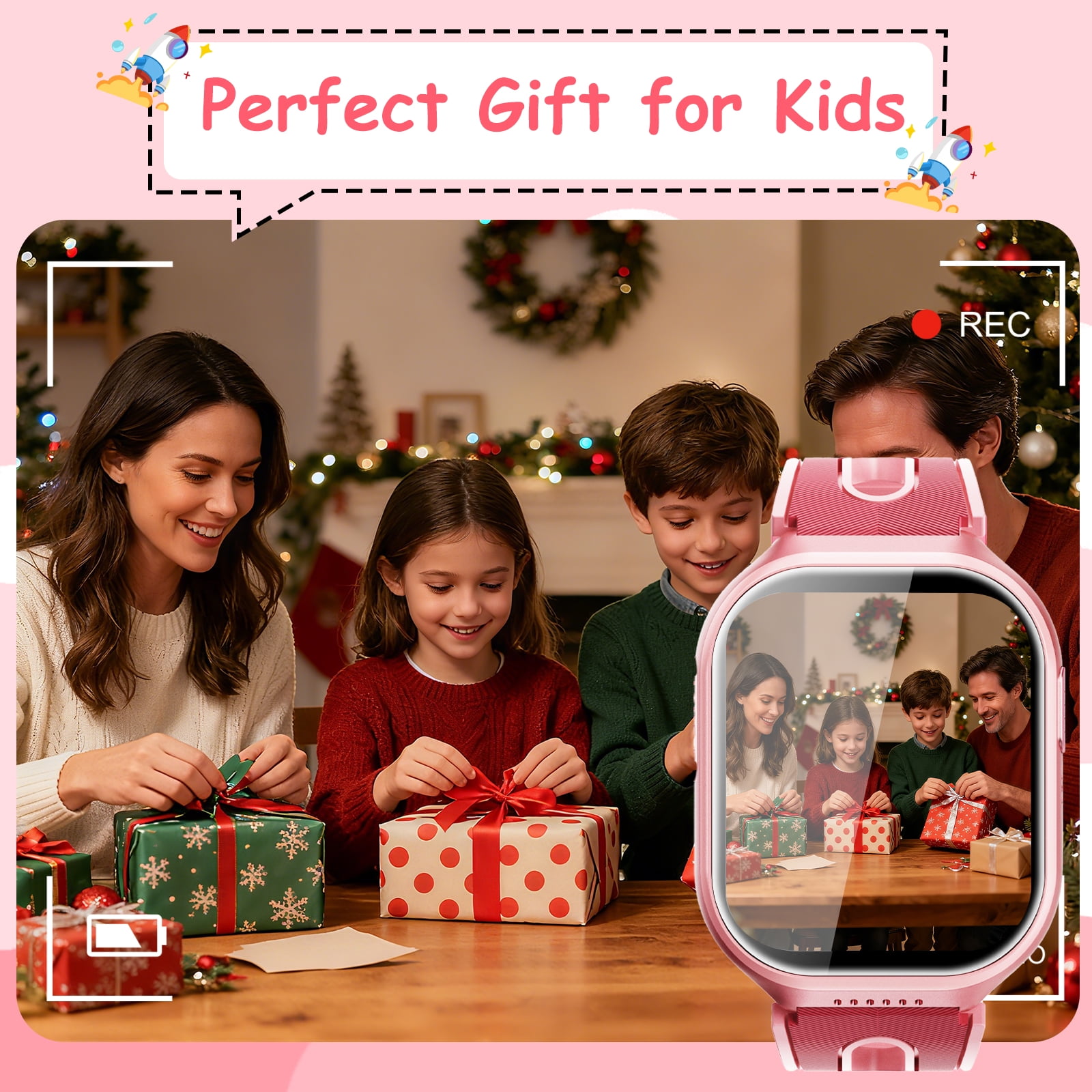 Kids Smart Watch for Boys Girls, 1.83"HD Smartwatch for Kids with Habit Tracker, 26 Games, Video Camera Music Player Pedometer Alarm Clock, Waterproof Smartwatches, Boys Girls Birthday Gift Pink