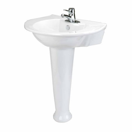 Bathroom Shallow Pedestal Sink Ceramic White Porcelain Single Hole ...