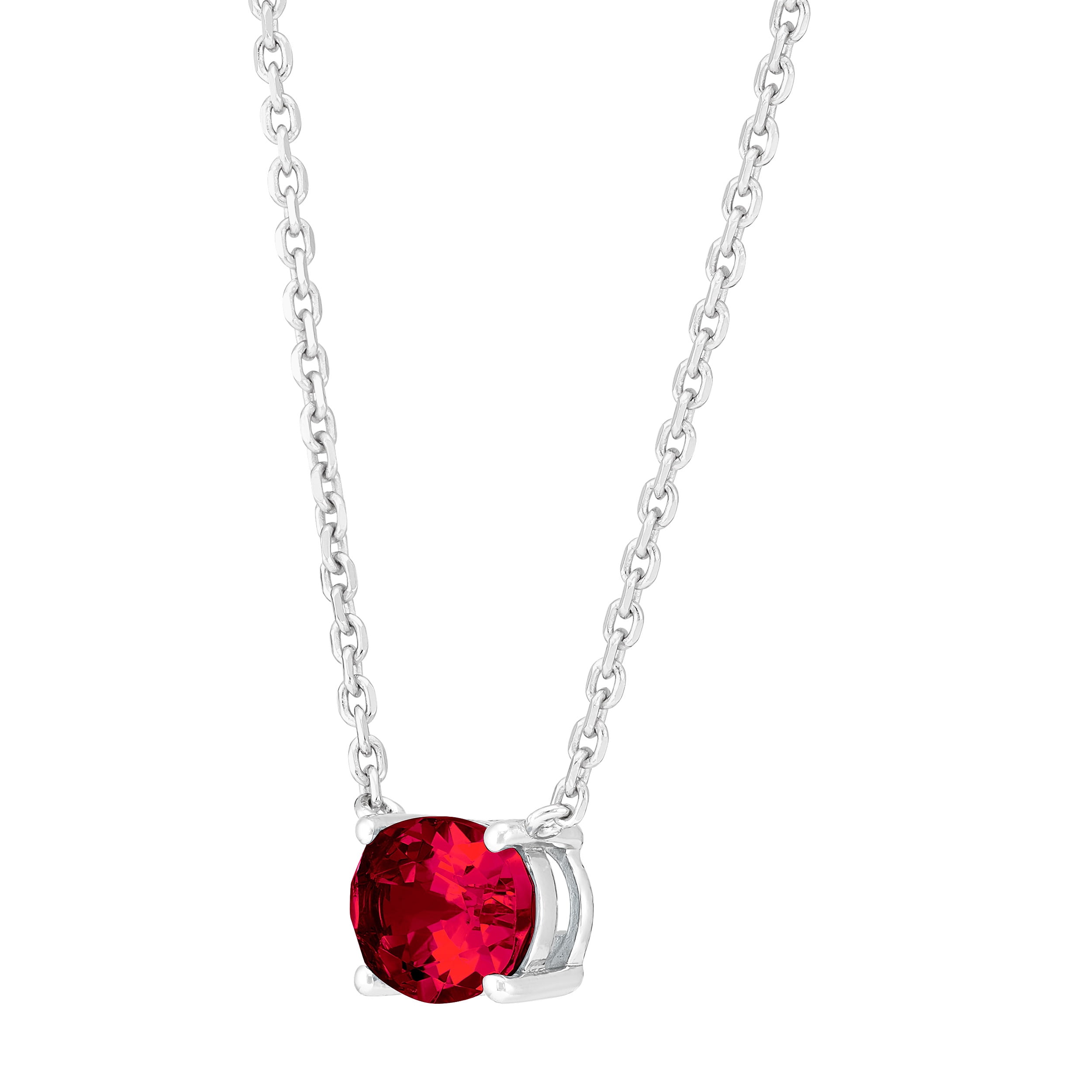 Brilliance Fine Jewelry Oval Created Ruby Necklace in Sterling Silver