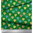 thumbnail image 2 of Soimoi Green Silk Fabric Diamond Geometric Printed Craft Fabric by the Yard 42 Inch Wide, 2 of 5