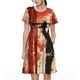 thumbnail image 1 of Fotbe Silhouette Trumpet Red Art Vestido Largo de Moda para Mujer, Vestido Tipo Camiseta con Manga Corta y Estilo Casual a Rayas y Bloques de Color, 1 of 6