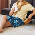 thumbnail image 4 of Bixox Men's Blue Owl printed lightweight casual shorts, soft sleep shorts with pockets., 4 of 5