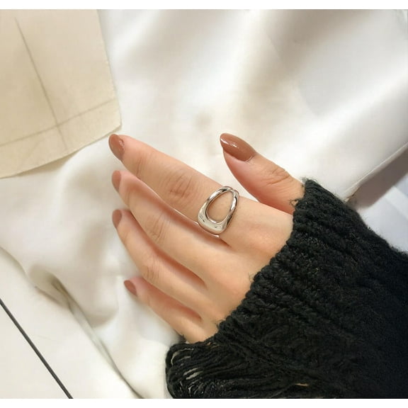 SSD_925 Sterling Silver Hole Ring | Adjustable Statement Ring | Empty Open Silver Ring | Cute Ring | Hollow Adjustable Ring | Contemporary Ring
