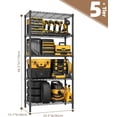 thumbnail image 3 of M MZG 5-Shelf Heavy Duty Garage Shelving Wire Adjustable Storage Rack for Kitchen Laundry Bathroom Pantry 1250 lbs Capacity Black 15.8 x 33.5 x 68.5 Inch, 3 of 7