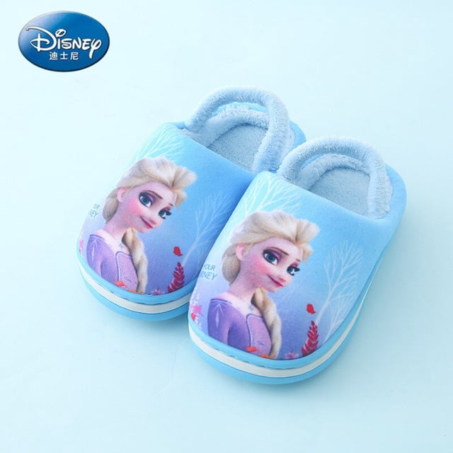 Zapatillas de algodón para niños de Disney Frozen, zapatillas antideslizantes para padres e hijos con bonitos dibujos animados de otoño e invierno para niñas, plantilla de 18cm Gao Jinjia LED