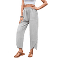 thumbnail image 2 of Women Baggy Wide Leg Pants Casual Elastic Waisted Palazzo Harem Pants with Pockets Light Gray S, 2 of 7