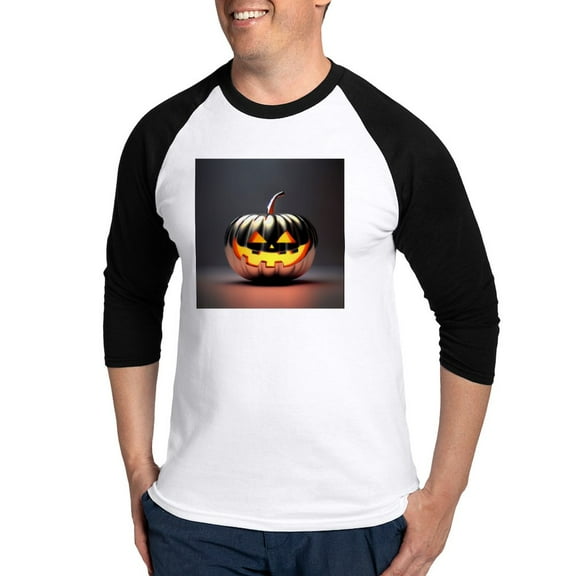 CafePress - Shiny Jack O' Lantern - Cotton Baseball Jersey, 3/4 Raglan Sleeve Shirt